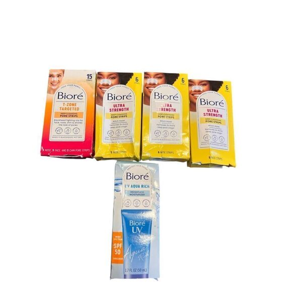 Biore ultra strength tzone deep cleansing strips & iv ultra rich moisturizer lot - Picture 1 of 3